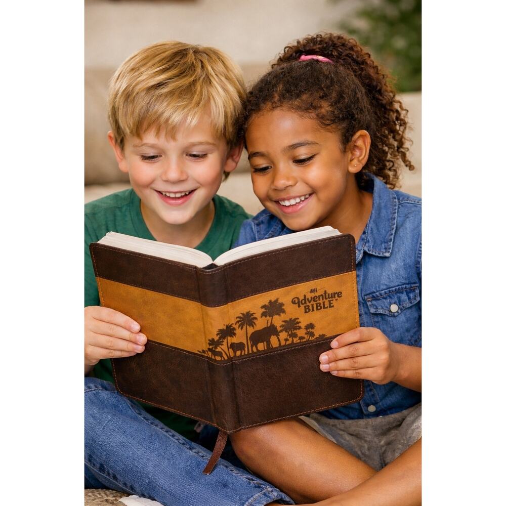 NIV Adventure Bible for Kids Italian Duo-Tone Brown Leather Hardcover Sale!!!